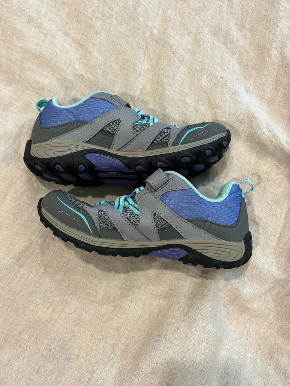 Merrell Grey & Blue kids Outdoor Trail Sneakers with Teal Accents